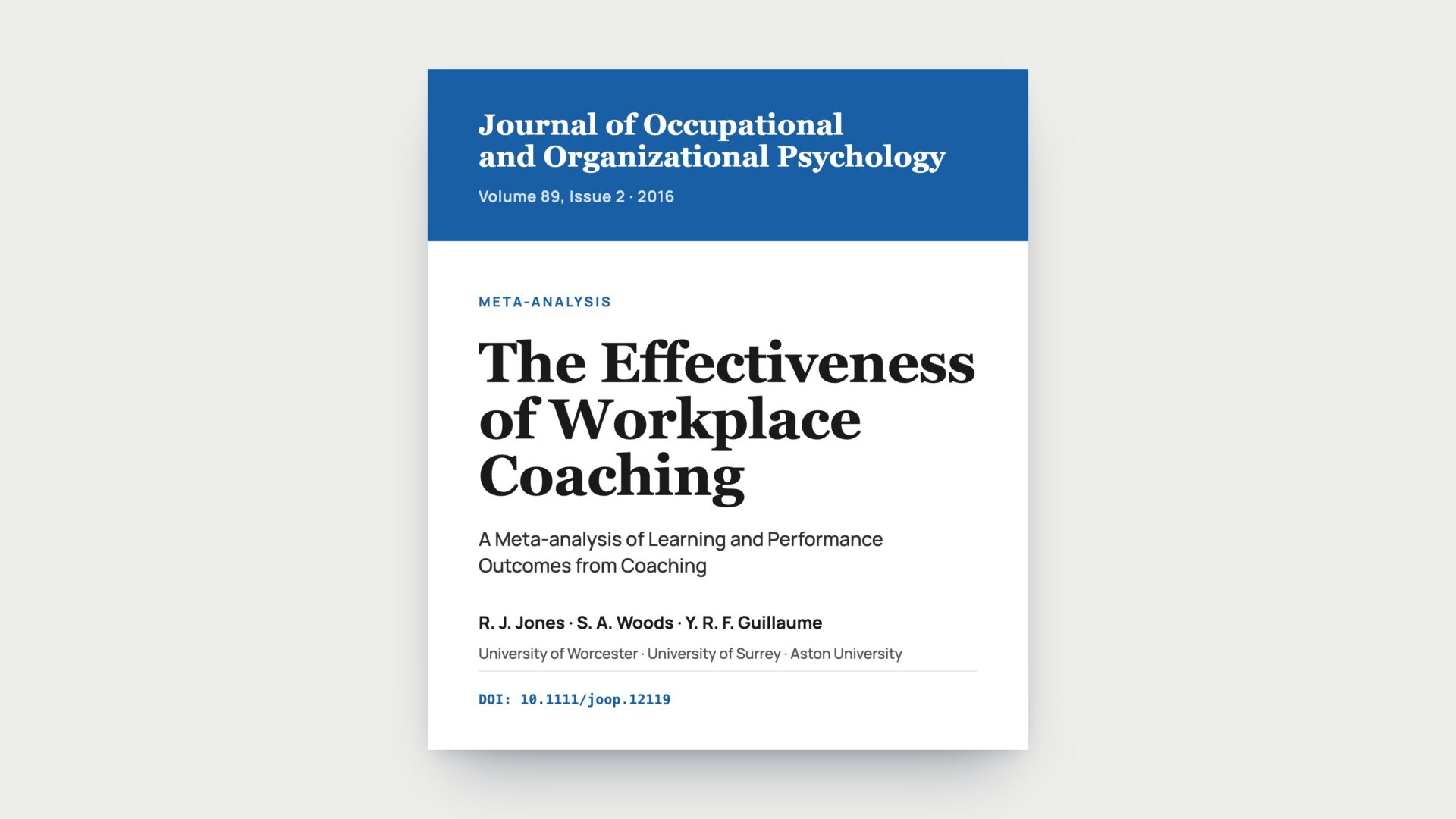 Публикация Джонса, Вудса и Гийома в Journal of Occupational and Organizational Psychology, 2016